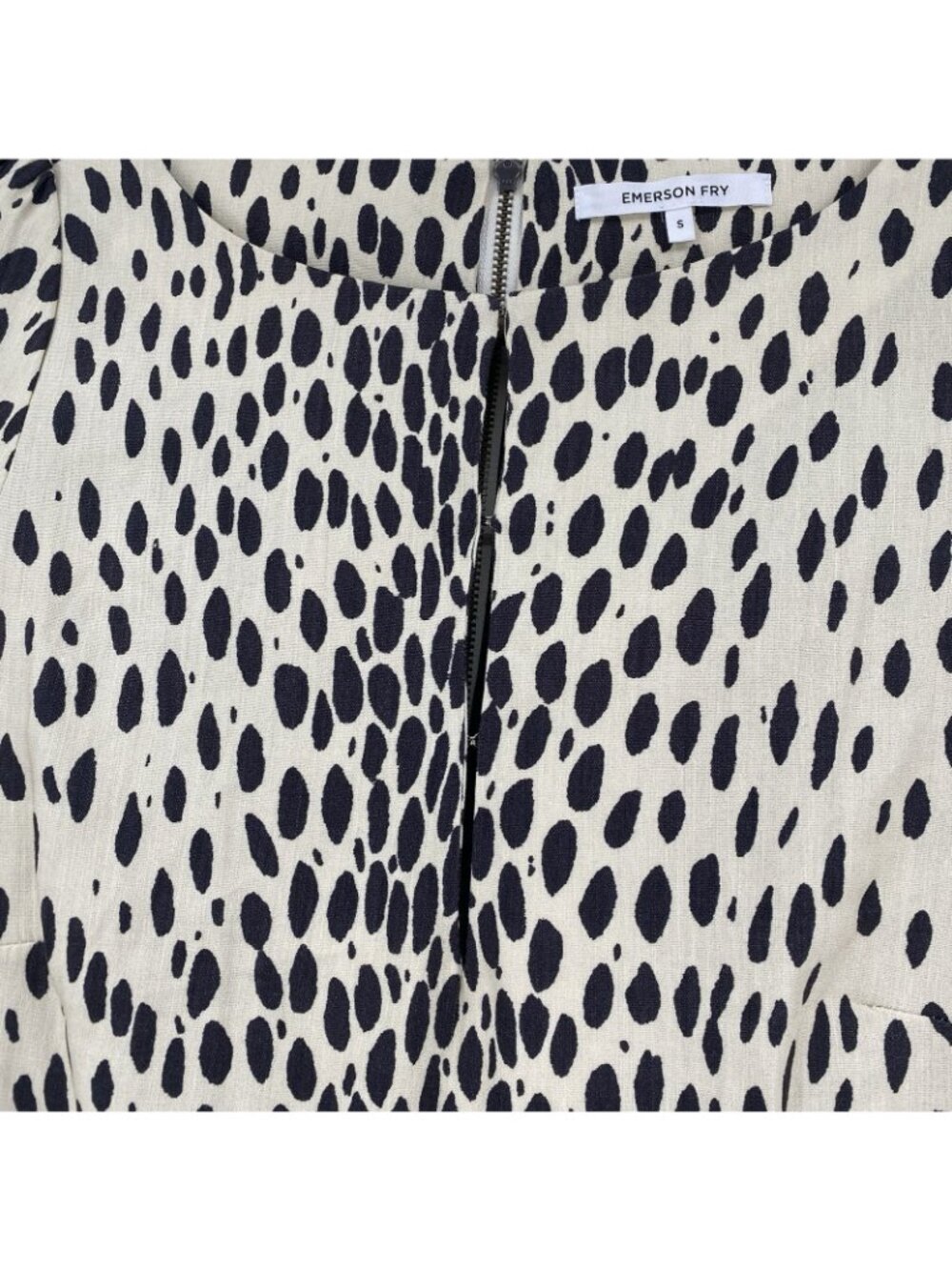 Emerson Fry Size Small Mod Shift Dress Linen Half Sleeve Animal Print Leopard - Picture 6 of 10